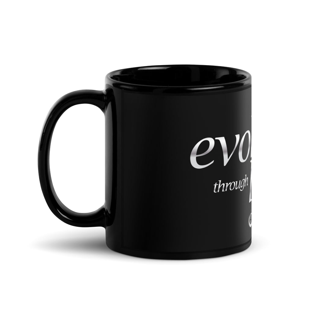 Evoluting Through Love Black Glossy Mug