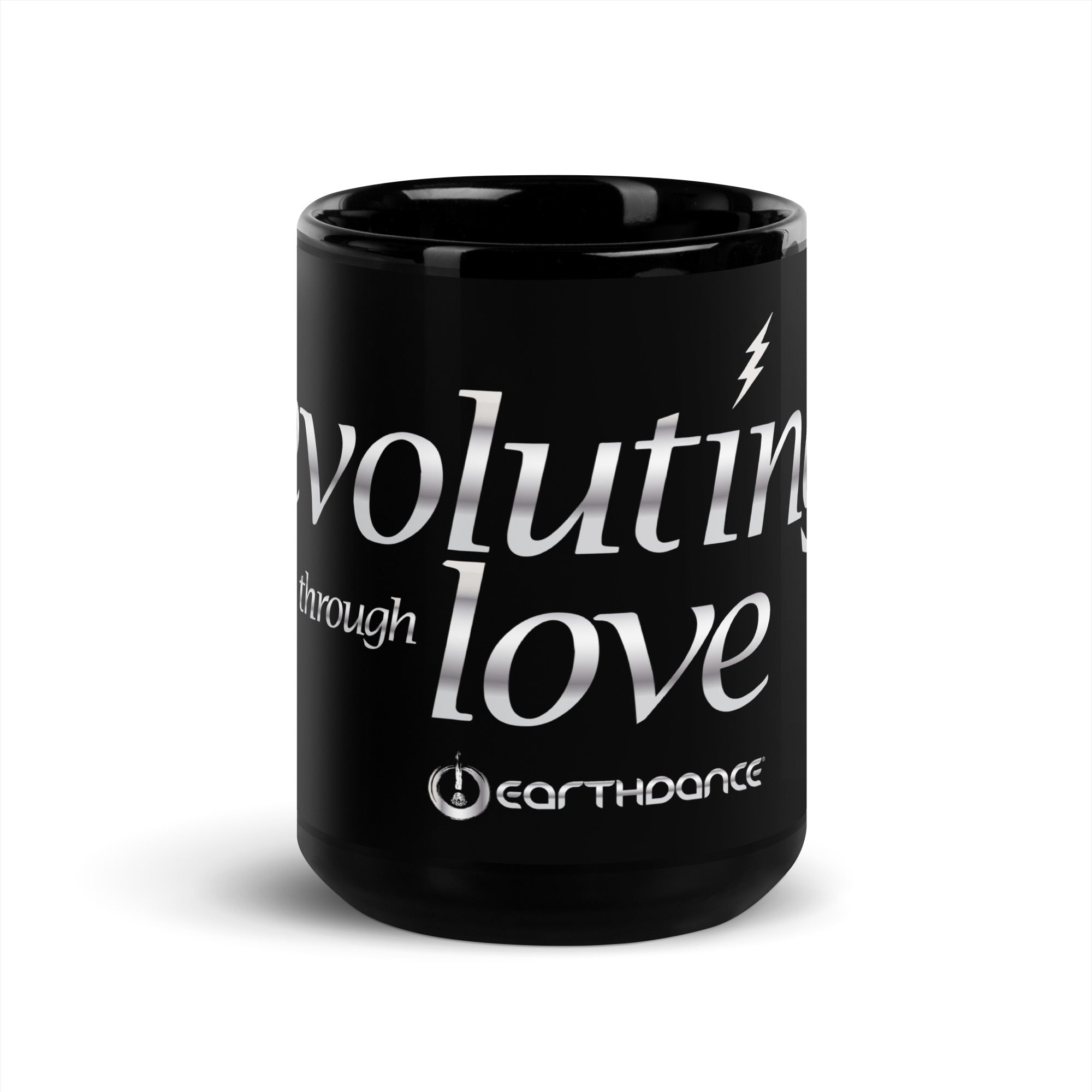 Evoluting Through Love Black Glossy Mug