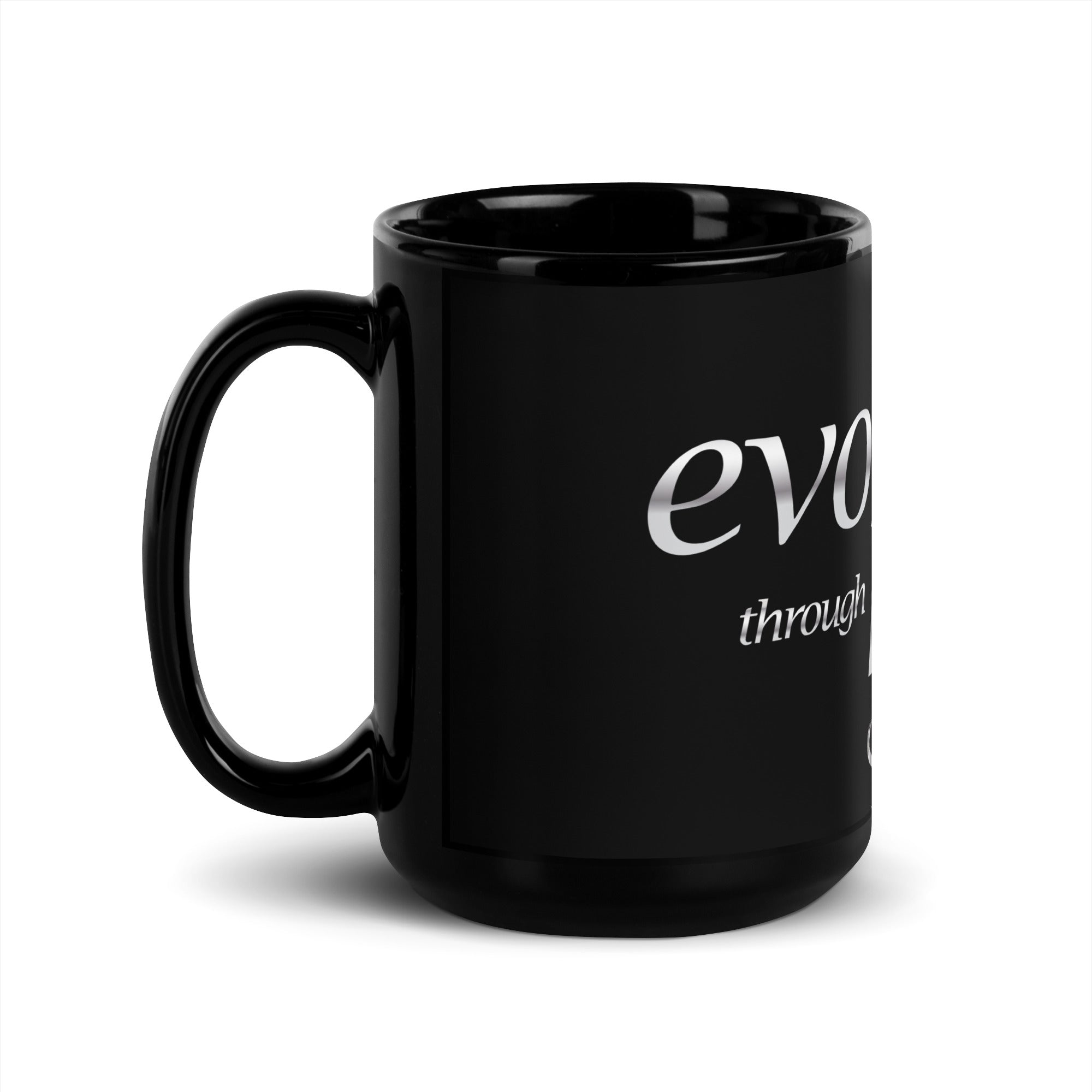 Evoluting Through Love Black Glossy Mug